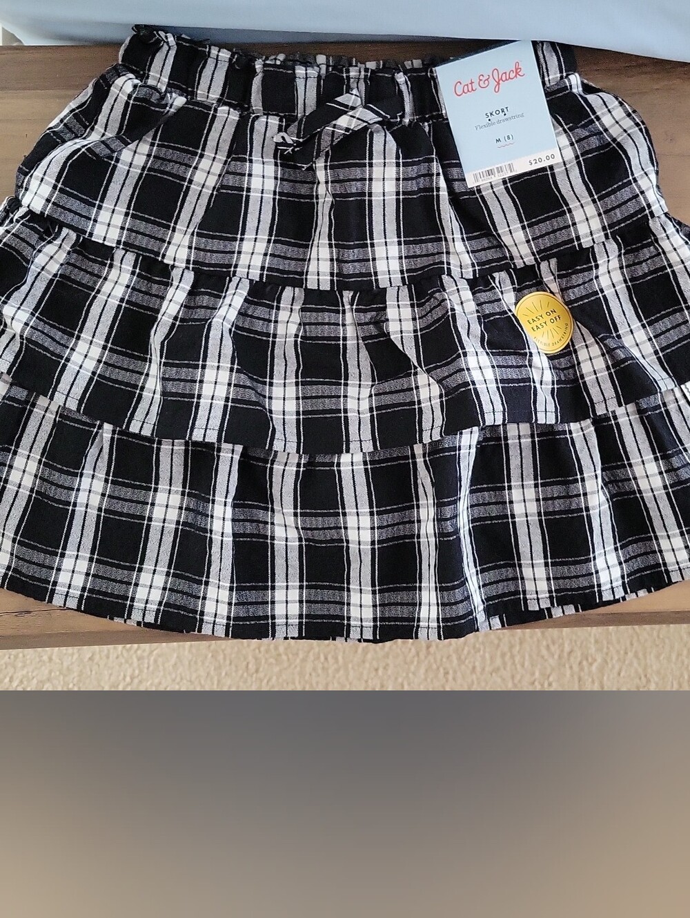 Cat & Jack Black and White Plaid Ruffled Skort